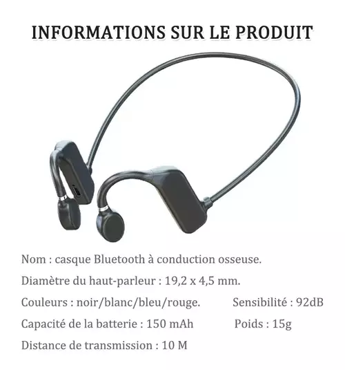 Écouteurs Bluetooth à conduction osseuse FR